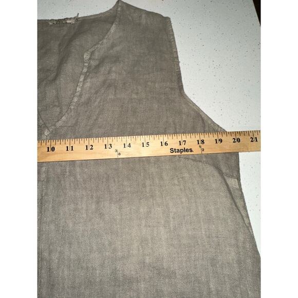 Laura Gotti LinenMaxi Dress Sleeveless Front Split Tan Large Made in ITALY - Picture 6 of 12